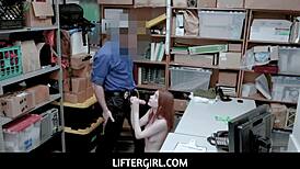 Stupid shoplifter Liftergirl caught by Pepper Hart and Chad White.