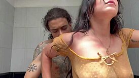 Colombian stepsister naked while washing clothes