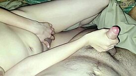 handjob is good, but milf's small tits and anal make it better