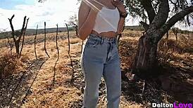 this girl with a big ass enjoys outdoor activities and changes clothes casually