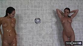 Lesbian Shower Sex with Asa Akira Licking Curvy Tits