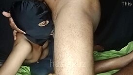 Submissive indian girl takes black cock deep in throat for facial