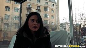 Romanian Babe Swallows Cum in Public After Sucking Cock Hard