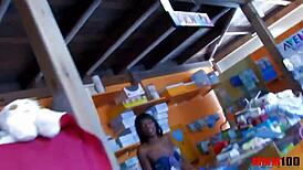 man, this gorgeous black babe got double stuffed at her store, unreal!!