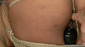 Redhead Ebony Gets Hogtie Bondage Punishment