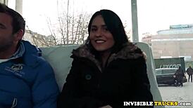 Romanian Babe Swallows Cum in Public After Sucking Cock Hard
