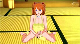 Horny Asuka In Yellow Dress Guides Your Handjob - Evangelion