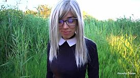 Cute Blonde Suck Cock In Park Cum In Mouth Pov Blowjob