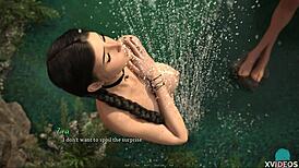 check out these two cute redhead teens showering naked in nature, showing off their hairless pussies