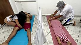 I give myself a handjob while being massaged by my wife's masseuse - Married and cheating