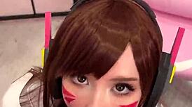 Tiktoker Girl Cosplays D.Va And Sucks Dick To Facial