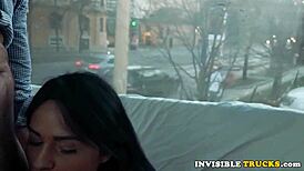Romanian Babe Swallows Cum in Public After Sucking Cock Hard