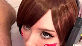 Tiktoker Girl Cosplays D.Va And Sucks Dick To Facial