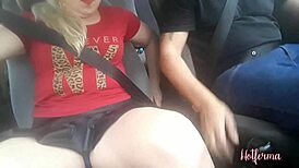 Blonde slut flashing panties in taxi outdoor public