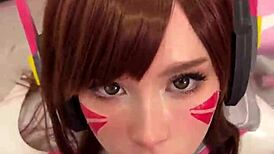 Tiktoker Girl Cosplays D.Va And Sucks Dick To Facial