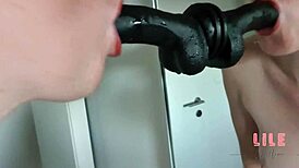 Deepthroating Dildo Excites Blonde Friend