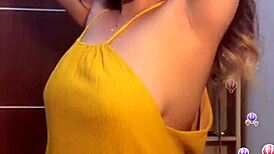 look at this sexy girl flashing her big tits!