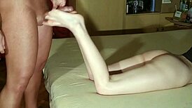 jerk off onto my leg, you fucking slut, with dirty talk