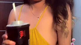 look at this sexy girl flashing her big tits!