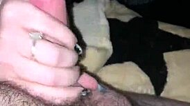 best friends gf jerking my cock in homemade cheating scene.