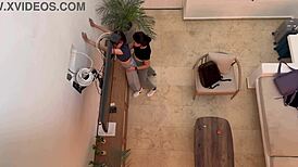 Two horny latina babes kiss and finger each other's pussies on vacation 😍.