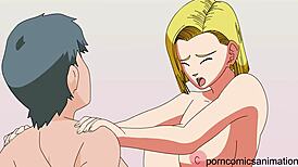 Parodia XXX de Dragon Ball Z: Android 18 anima folla duro en hentai anime