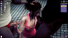 Suggestive 3D animation of HS2 gang bang scene