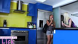 Pretty brunette Ashley Luvbug licensed to lick tanned Maddy Rose's natural tits