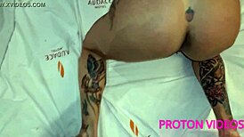 Camila Costa, athletic blonde, enjoys a cigarette