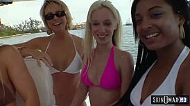 A group of horny lesbians kissing and massaging