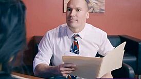 Office Worker in Stockings Performs Tasks