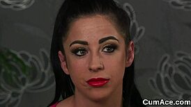 Sexy Beauty Takes Jizz Load on Face, Gulps It All Down!