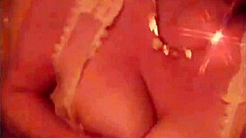 Sexy blonde milf in outfit teases with adorable masturbation