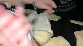 best friends gf jerking my cock in homemade cheating scene.