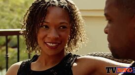 chocolate wife gets steamy with another chick during hot foreplay before swapping