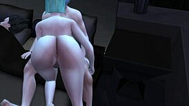 Bulma sucks stepson, fucked hard in ass next to husband.