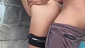 pinning my brunette neighbor against the wall for a quick thrill