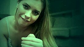 Sucking teen 18+ gets sperm in handjob cumshot pov with monster cock