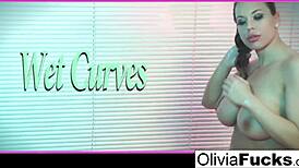 Olivia relaxes in the shower