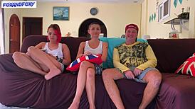 Creampie her right next to my girlfriend while she’s glued to the TV 😈