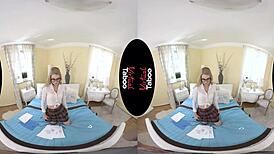 virtual taboo: blonde with big tits and ass blows cock during homework.