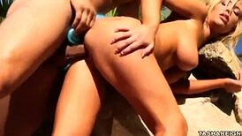 Erick face fucks Tasha Reighn bent over with a tail plug in her ass.