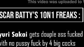 Slim Japanese Brazilian Sayuri Sakai Double Ass Fucked by 4 Huge Cocks! DAP Gapes ATM!