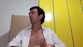 Teasing striptease ripping clothes to reveal big 25cm dick