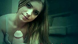 Sucking teen 18+ gets sperm in handjob cumshot pov with monster cock