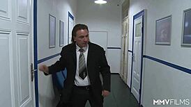 Prepping the interview with a monster cock lick!