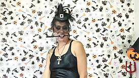 halloween witch stretches wide with intense anal fisting