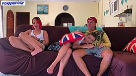 Creampie her right next to my girlfriend while she’s glued to the TV 😈