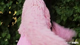 I love watching this raven-haired babe play with food outdoors