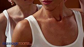 I Watched Angel Dark and Sabrisse Have Oiled Lesbian Sex with Pussy Licking and Scissoring in the Massage Room